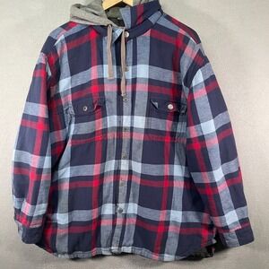 Craftsman Mens Plaid Flannel Lined Hooded Shirt‎ Jacket XXL